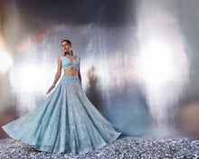 Load image into Gallery viewer, Tiffany Blue Net Lehenga Set