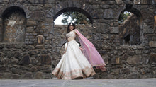 Load image into Gallery viewer, Ivory and Pink Lucknowi Lehenga set