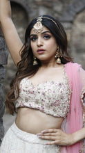 Load image into Gallery viewer, Ivory and Pink Lucknowi Lehenga set