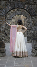 Load image into Gallery viewer, Ivory and Pink Lucknowi Lehenga set