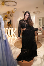 Load image into Gallery viewer, Black Embroidred Saree