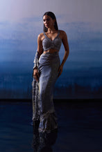 Load image into Gallery viewer, METALLIC GREY TISSUE SAREE