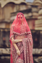 Load image into Gallery viewer, MAROON NET EMBROIDERED SAREE BLOUSE WITH PETTICOAT AND AN OPTIONAL HEAD VEIL .
