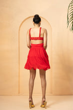 Load image into Gallery viewer, Self on self work of sequin, beads, and anchor thread , on the upper part of the dress,