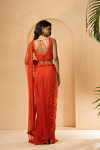 Load image into Gallery viewer, Self on self work of cutdana, sequin, anchor threads, all over blouse and pallu of the saree