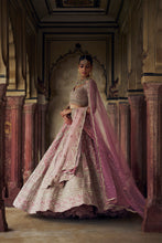 Load image into Gallery viewer, BLUSH PINK VELVET LEHENGA CHOLI WITH NET DUPATTA AND AN OPTIONAL WORKED BELT AND SECOND DUPATTA