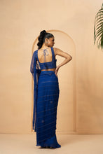 Load image into Gallery viewer, Self on self work on sequin, cutdana, beads and anchor thread all over blouse and pallu.