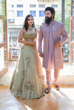 Load image into Gallery viewer, Tea Green Swan Lehenga Set