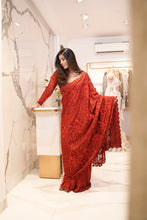 Load image into Gallery viewer, Red Thread & Sequin Sari
