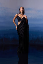 Load image into Gallery viewer, BLACK SATIN SAREE