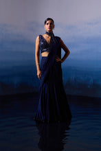 Load image into Gallery viewer, MIDNIGHT BLUE SILK DRAPE SAREE