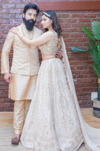 Load image into Gallery viewer, Beige Mukaish and Mirror Work Lehenga Set