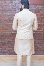 Load image into Gallery viewer, Beige Kurta, Vest and Pant set