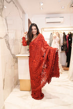 Load image into Gallery viewer, Red Thread & Sequin Sari
