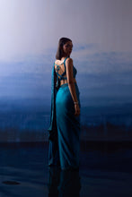 Load image into Gallery viewer, PEACOCK BLUE SATIN SAREE