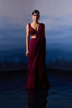 Load image into Gallery viewer, Burgundy Drape Saree