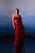 Load image into Gallery viewer, RUBY RED NET SAREE
