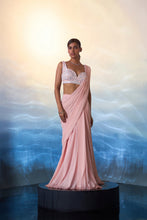 Load image into Gallery viewer, DUSTY PEACH GEORGETTE DRAPE SAREE