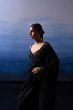 Load image into Gallery viewer, MIDNIGHT BLUE SATIN SAREE