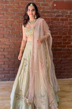 Load image into Gallery viewer, Tea Green Swan Lehenga Set