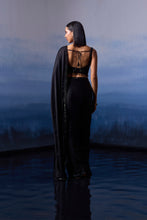 Load image into Gallery viewer, BLACK SATIN SAREE