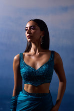 Load image into Gallery viewer, PEACOCK BLUE SATIN SAREE