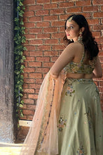 Load image into Gallery viewer, Tea Green Swan Lehenga Set