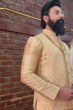 Load image into Gallery viewer, Beige Kurta, Vest and Pant set