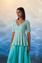 Load image into Gallery viewer, MINT GREEN PEPLUM ORGANZA SHARARA