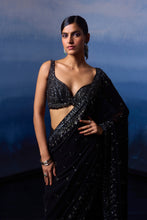 Load image into Gallery viewer, MIDNIGHT BLUE SATIN SAREE