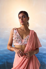 Load image into Gallery viewer, PEACH GEORGETTE DRAPE SAREE