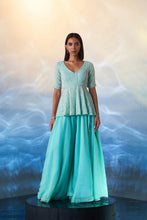 Load image into Gallery viewer, MINT GREEN PEPLUM ORGANZA SHARARA