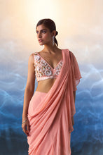 Load image into Gallery viewer, PEACH GEORGETTE DRAPE SAREE