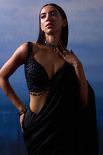 Load image into Gallery viewer, BLACK SATIN SAREE