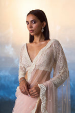 Load image into Gallery viewer, LIGHT PEACH NET SAREE