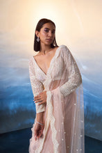Load image into Gallery viewer, LIGHT PEACH NET SAREE