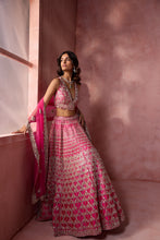 Load image into Gallery viewer, FUCHSIA PINK TAFFETA LEHENGA SET