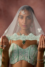 Load image into Gallery viewer, MINT GREEN NET LEHENGA SET