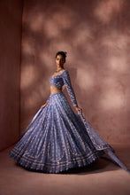 Load image into Gallery viewer, INK BLUE NET LEHENGA SET