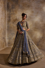 Load image into Gallery viewer, BLUE GREY NET LEHENGA SET