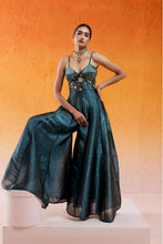 Load image into Gallery viewer, Metallic Teal Blue Jumpsuit