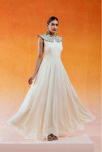 Load image into Gallery viewer, Ivory pilgrimmed collar embroidered gown