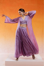 Load image into Gallery viewer, Lavender Embroidered Jacket & Flared Pant Set