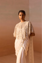 Load image into Gallery viewer, 3PCS WHITE CAPE WITH DRAPED SAREE