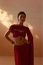 Load image into Gallery viewer, MAROON DRAPED SAREE