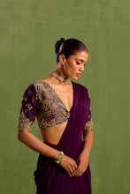 Load image into Gallery viewer, purple pre draped saree