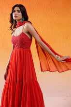 Load image into Gallery viewer, Scarlet Red Embroidered Anarkali Set