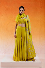 Load image into Gallery viewer, Daisy Yellow Embroidered Jacket Sharara Set