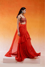 Load image into Gallery viewer, Scarlet Red Embroidered Saree Set