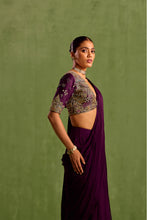 Load image into Gallery viewer, purple pre draped saree